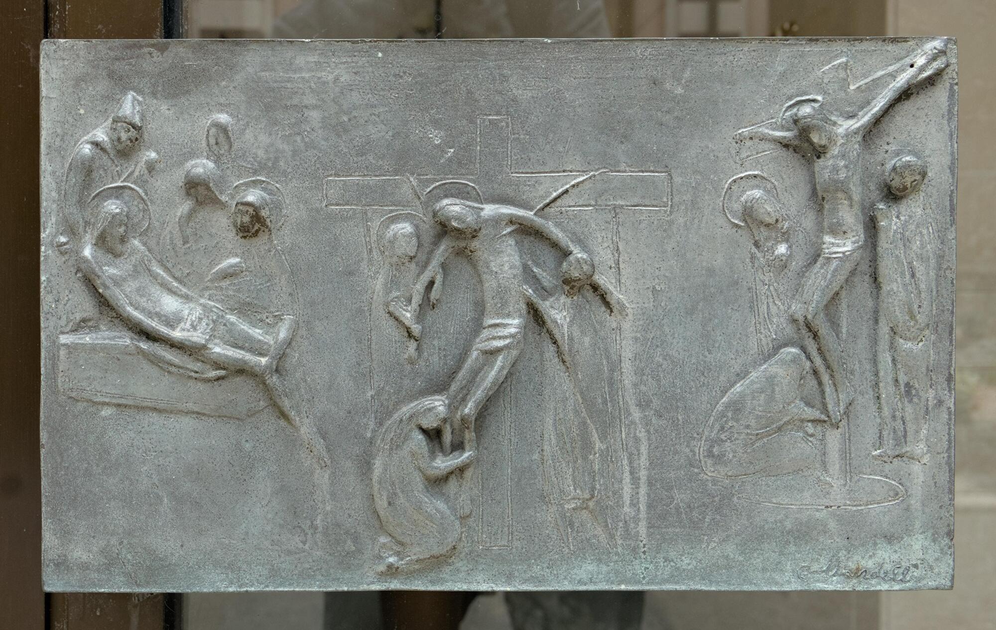 Carlo Mandelli, formella in bronzo, cappella funeraria della famiglia Bertelli, 1954, Cimitero Maggiore, via del Cimitero 10, Padova
