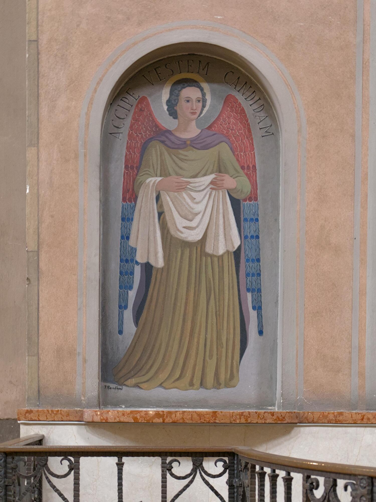 Fulvio Pendini, angelo, affresco, 1953, battistero della chiesa del Carmine, piazza Petrarca 1, Padova
