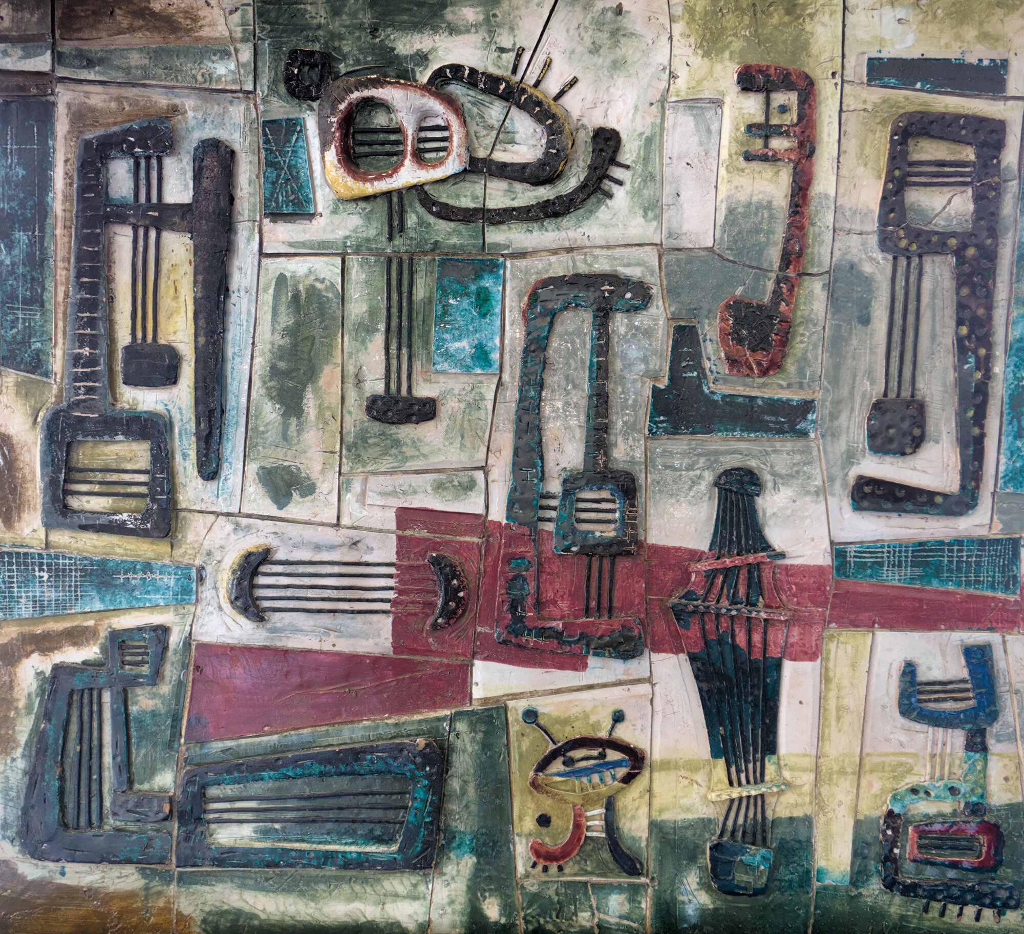 Luigi Saccardo, rivestimento in maiolica, interno di bar, 1952, via San Marco 139 angolo via Ceron, Padova