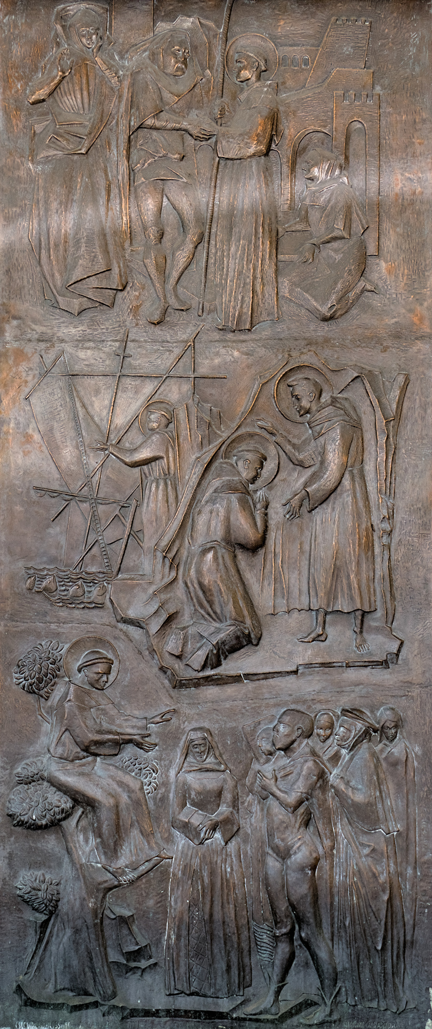 Amleto Sartori (progetto), *Storie di Sant'Antonio* (rame sbalzato di Pietro Rossato e Renato Vanzelli), Piazza del Santo, Padova