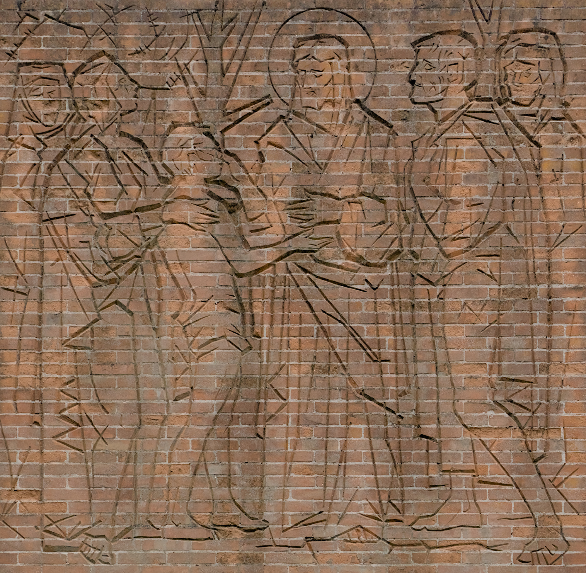 Amleto Sartori, raffigurazione a incisione su cotto, esterno del Convitto statale per Sordi Antonio Magarotto (Giovanni Zabai e Carlo Comitti, 1959-61), via Cardinale Callegari 6, Padova