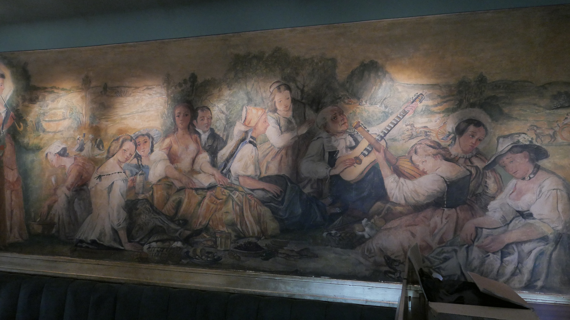 Agostino (Tino) Rosa, grande pittura murale, 1950, piazzale Stanga, Complesso Bi.Ri. o Autostazione Trionfo (Giulio Brunetta, 1949-50), Padova