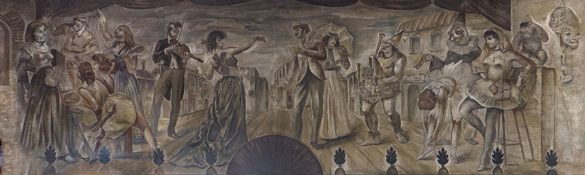 Agostino (Tino) Rosa, grande pittura murale, 1950, piazzale Stanga, Complesso Bi.Ri. o Autostazione Trionfo (Giulio Brunetta, 1949-50), Padova