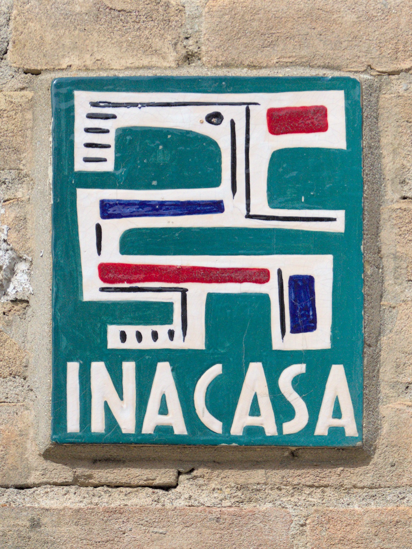 Guerrino Tramonti, targa ceramica *INA Casa*, (1949-1963), via Francesco Dorighello, Padova