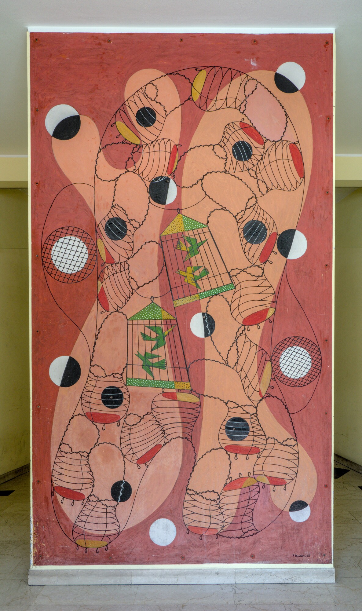 Fulvio Pendini, pannello decorativo, 1961, ingresso di condominio (Marcello Checchi e Gino Rossi, circa 1959), via Falloppio 5, Padova