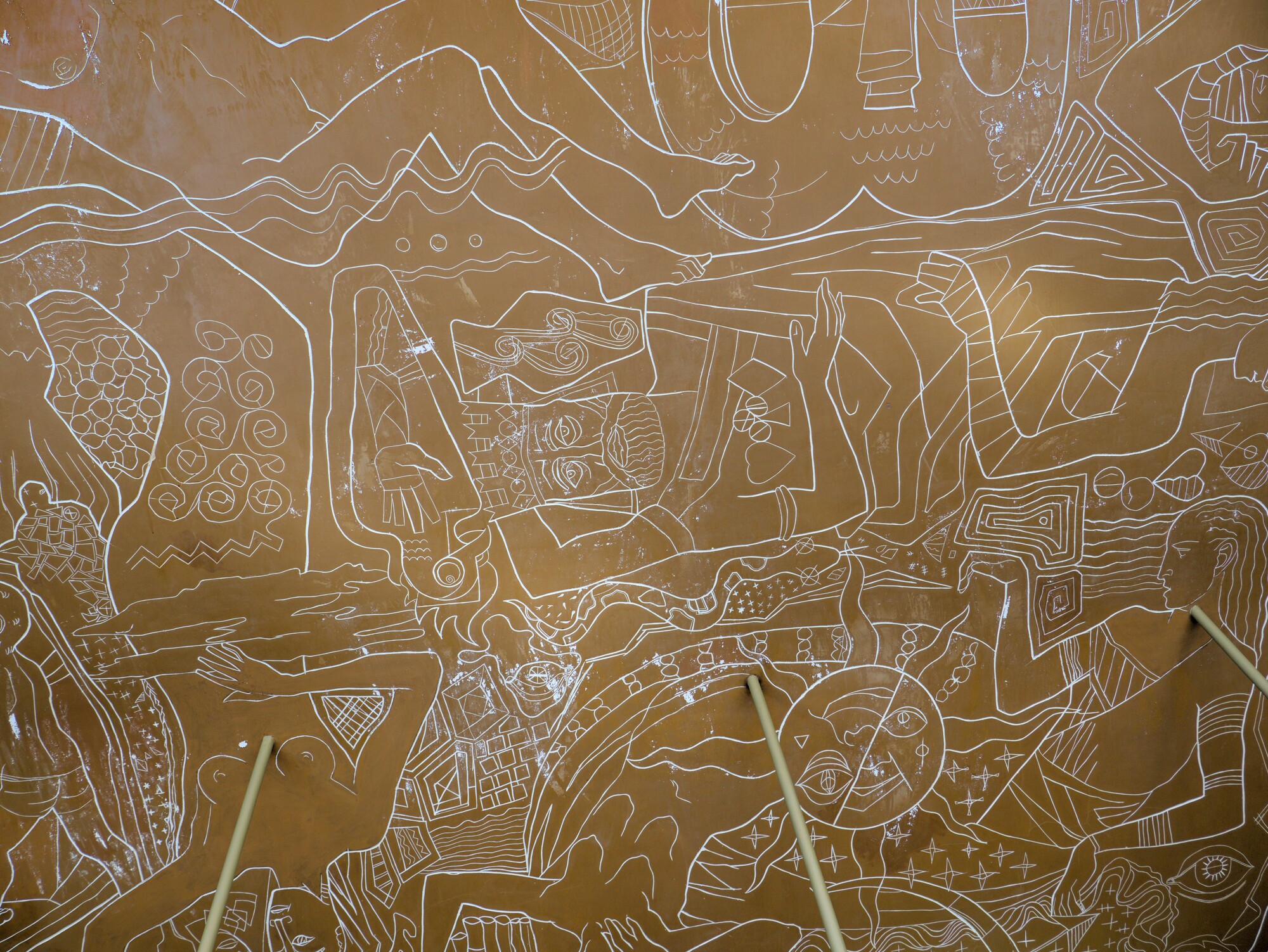 Amleto Sartori, decorazione a graffito del soffitto del foyer della galleria, cinema Altino (Quirino De Giorgio, 1946-1951), via Altinate, Padova