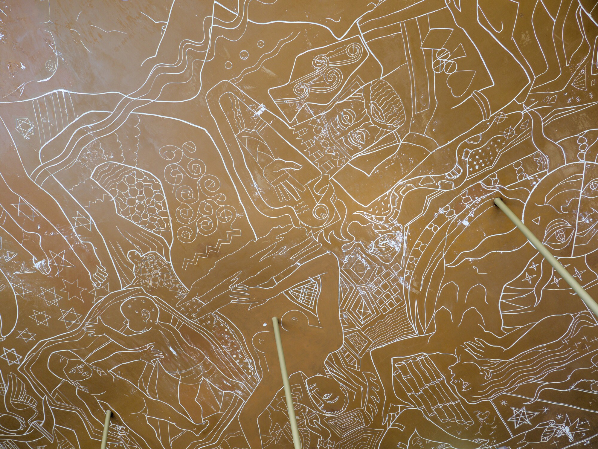 Amleto Sartori, decorazione a graffito del soffitto del foyer della galleria, cinema Altino (Quirino De Giorgio, 1946-1951), via Altinate, Padova