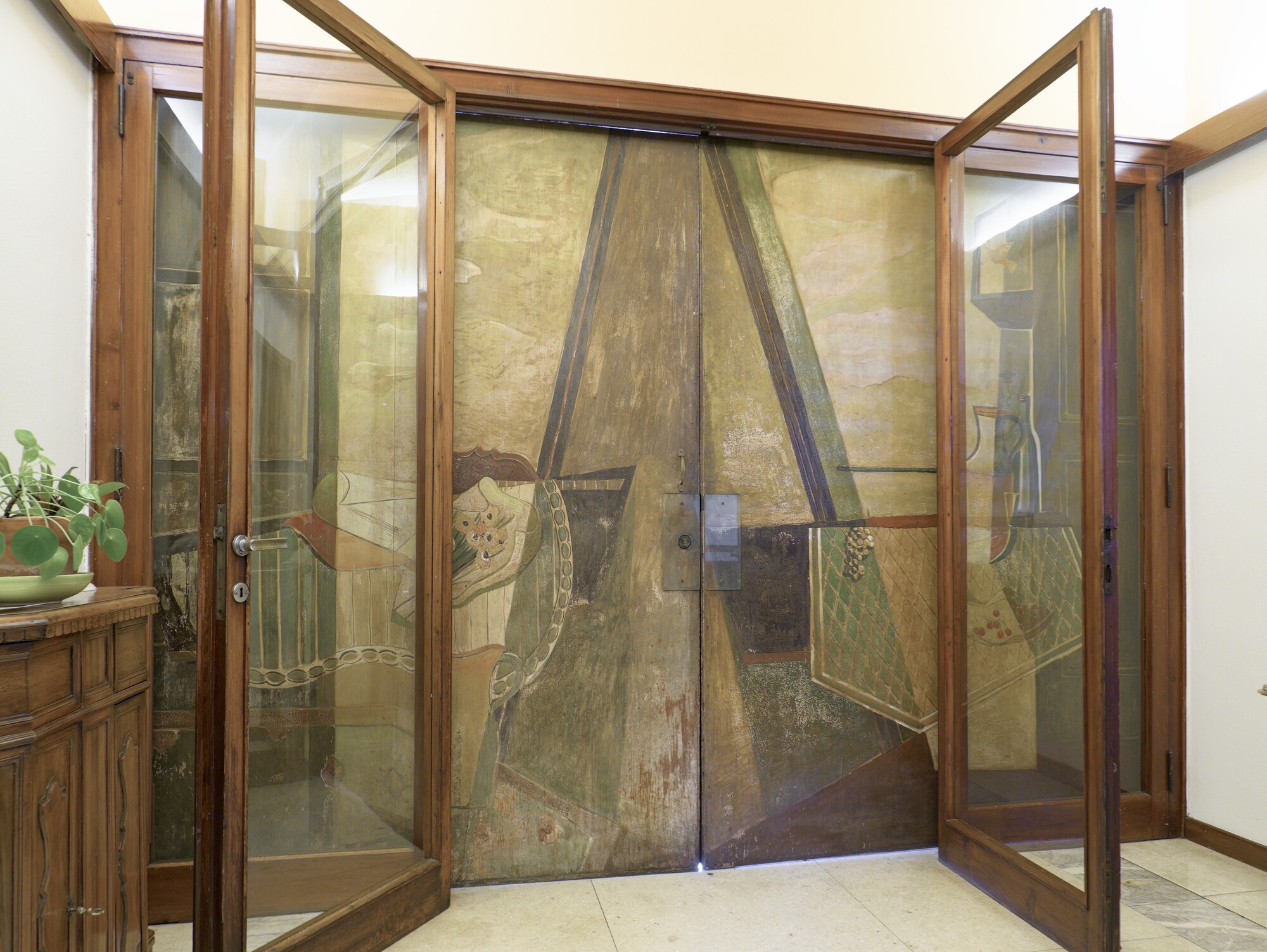 Antonio Morato, portone d'ingresso a due ante, anni cinquanta, residenza privata (Renato Iscra, anni cinquanta), via Fratelli Bandiera 4, Padova
